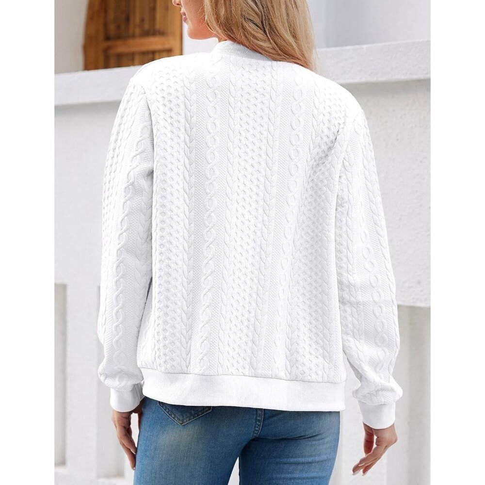 Women's Zip Up Cardigan Sweater Long Sleeve Casual Jacket Large - Picture 5 of 8